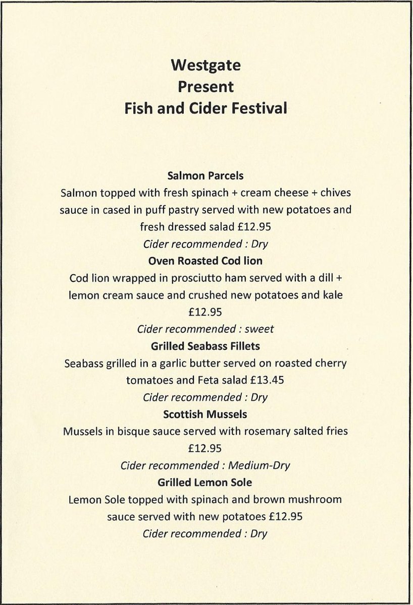 Fish and Cider Festival this January <a href="/thewestgatepub/">the WestGate</a>  #Bath #fish #cider what is not to like .........delicious .........