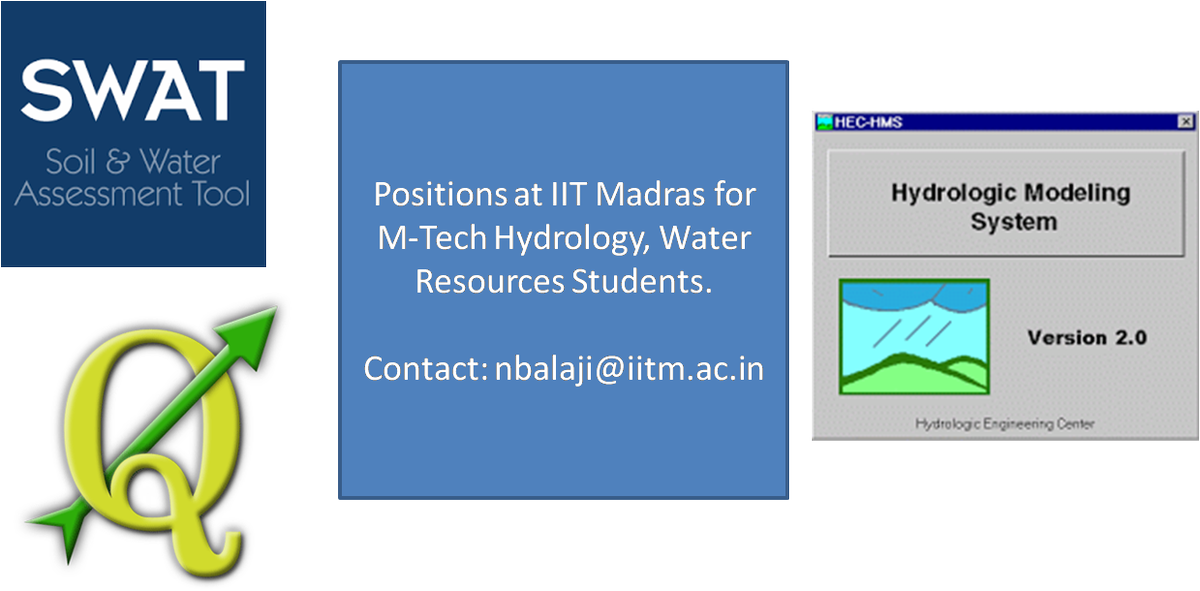 veenas_water's tweet photo. #Hydrology jobs: M-Tech with experience in #SWAT, #HECHMS and #GIS? IIT Madras has two project RA positions. Contact: nbalaji@iitm.ac.in https://t.co/PBAVkcz0X7