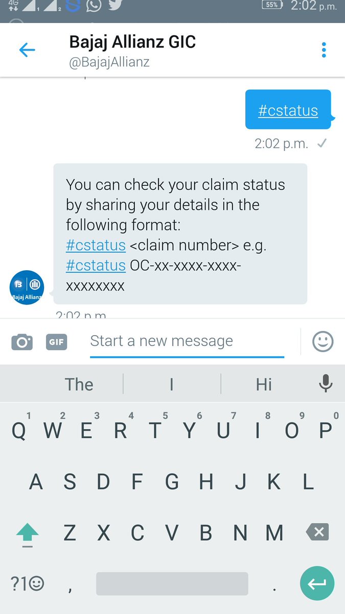 s_sweety30's tweet photo. @BajajAllianz
Ans 4 ) #cstatus <claim number> e.g.
#cstatus OC-xx-xxxx-xxxx-xxxxxxxx
#TweetInsurance https://t.co/YW7nHCywbg