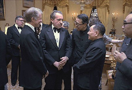 FUCUniversity's tweet photo. Dean Prof Molton Brown recently returned from a trip to China. Here he is presenting the Ministry of Culture with a waxwork of Richard Nixon https://t.co/8Ey2QCJNUR