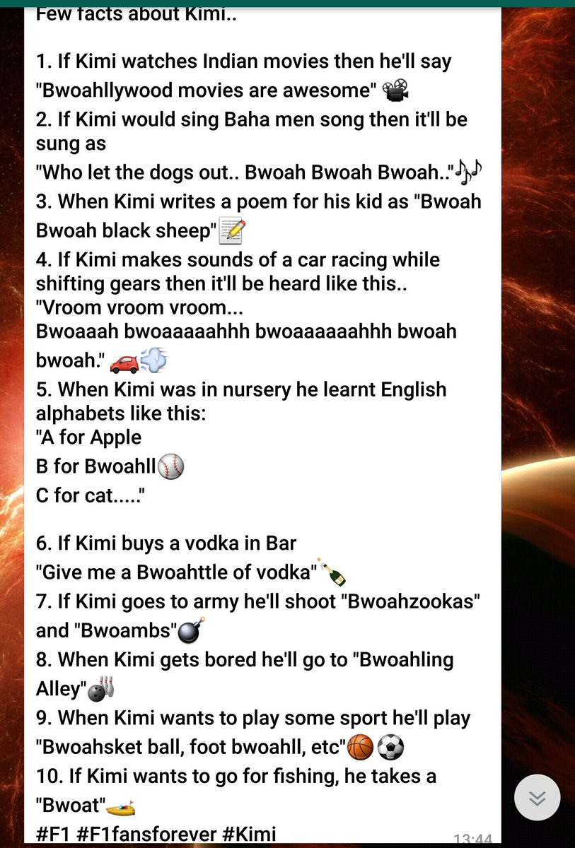 usmanA23's tweet photo. Lol facts about Kimi 😂 #Kimi07 @ScuderiaFerrari #F1 #F1FansForever #F1Group https://t.co/JVPcbtJJ10