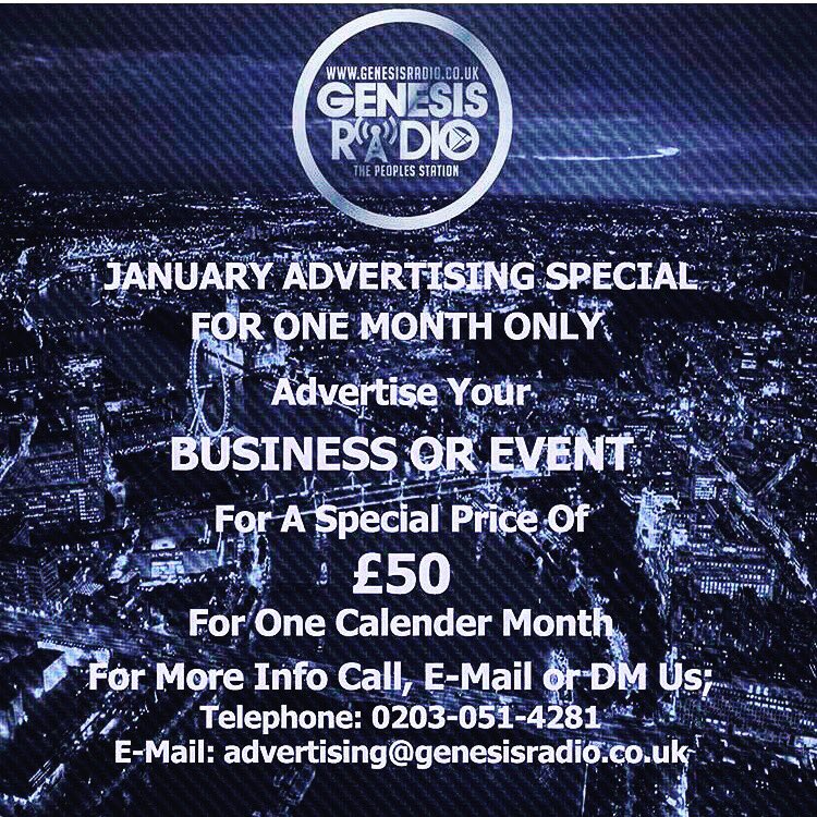 ‼️JANUARY  SPECIAL‼️•Advertise Your Business or Event  For A Special Price Of £50•For More Info; ☎️ - 0203-051-4281