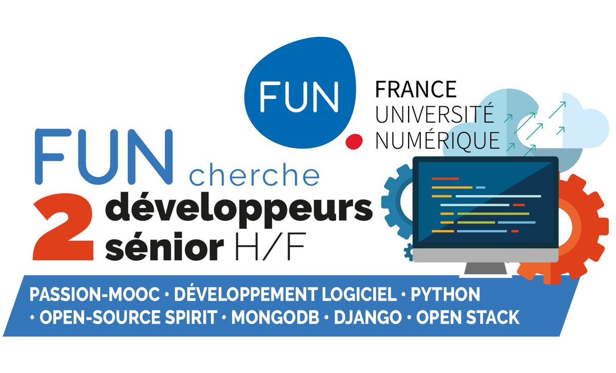 delmodec's tweet photo. @FunMooc recrute 2 #développeurs seniors https://t.co/sEkv3RMZ2S  #Emploi #Job #OpenSourceSpirit #Django #Python #OpenStack https://t.co/RE5oFToT7E