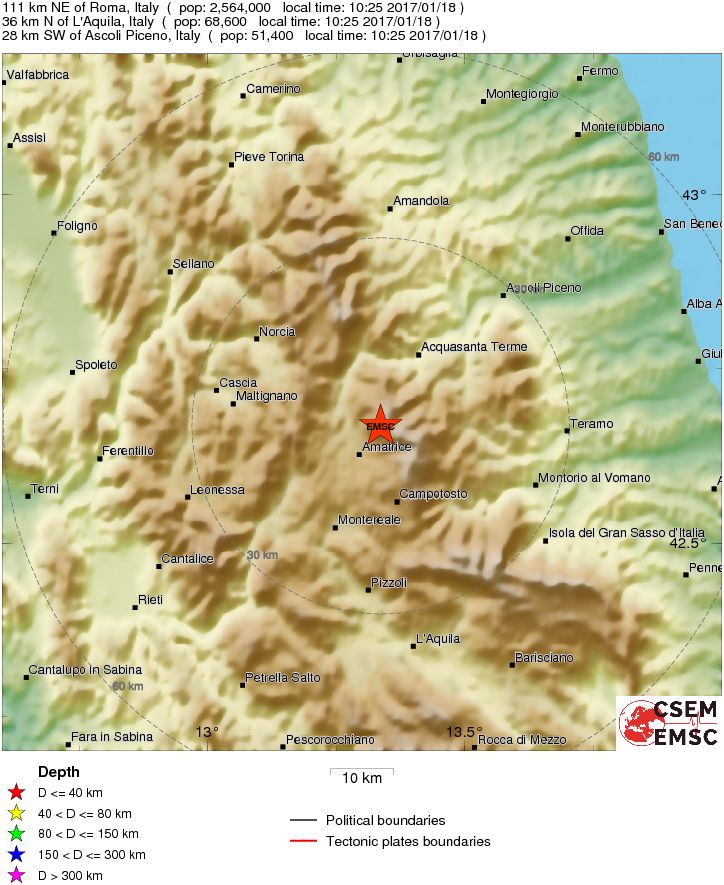 Emergenza24's tweet photo. UPDATE [18.01-10:40] L’#Aquila FORTE #TERREMOTO (10:25) M 5.3 -9km DEFINITIVO https://t.co/TxtsfDleeq