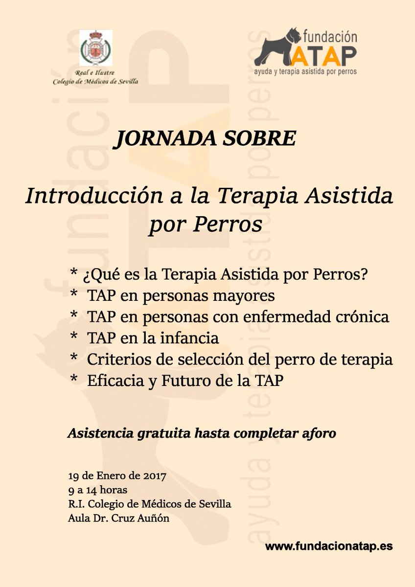 FundacionATAP's tweet photo. Actualizamos la información de nuestra Jornada TAP, mañana jueves 19 de enero en el Colegio de Médicos de Sevilla. ¡Te esperamos! https://t.co/cDAnnXZ5k6
