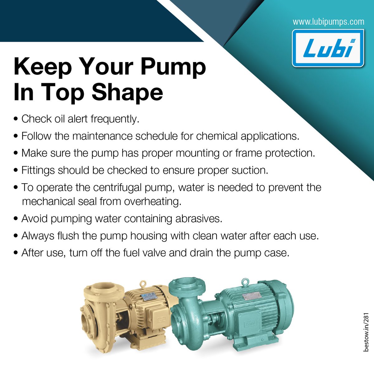 LUBIPUMPS1's tweet photo. Here are some tips on water pump maintenance. So protect your pump and keep it in top shape. #water #pump #PumpingSolution #industrial #Lubi https://t.co/4fpI7Ukmf9