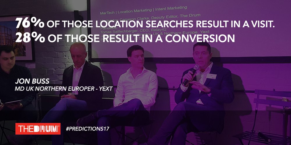 TheDrum's tweet photo. Why is location based marketing important? Jon Buss of @yext explains in numbers. #predictions17 https://t.co/cqRkUZI2KV