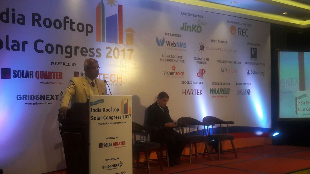 SolarQuarter's tweet photo. Mr. B V Rao, Director @IREDALtd presenting #solarawards at #IRSC2017 https://t.co/K1lWNEEaVA