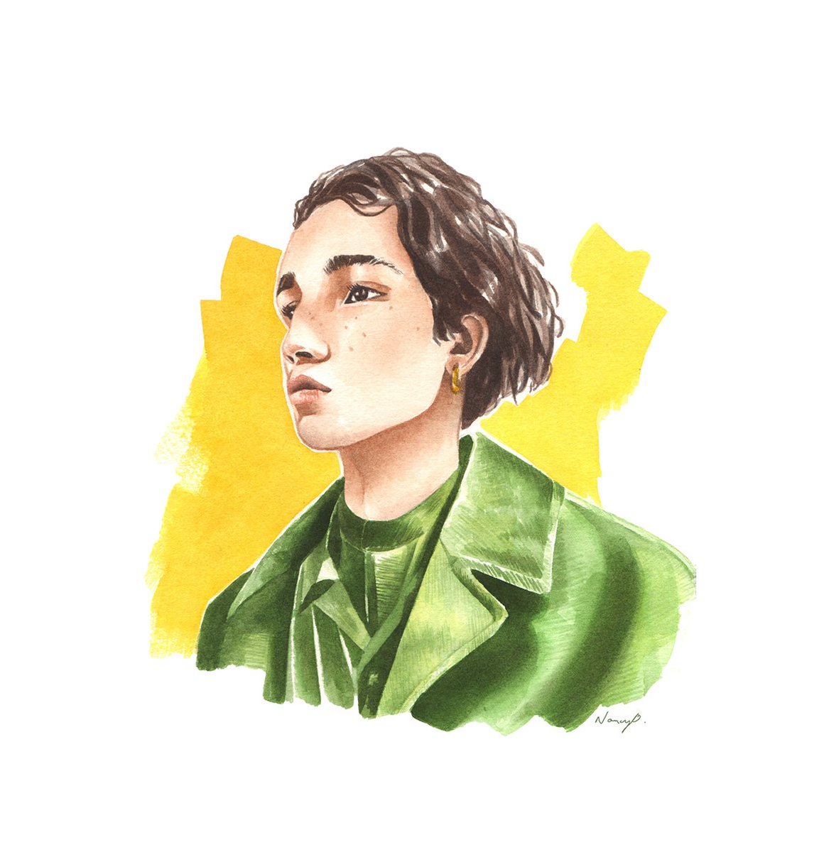 o_nancyo's tweet photo. Here's my illustration of the striking #Safil for @qasimi at #LFWM @IMGmodels #illustration #painting #london #qasimi @GQMagazine #fashion https://t.co/hUQhFOYrSl