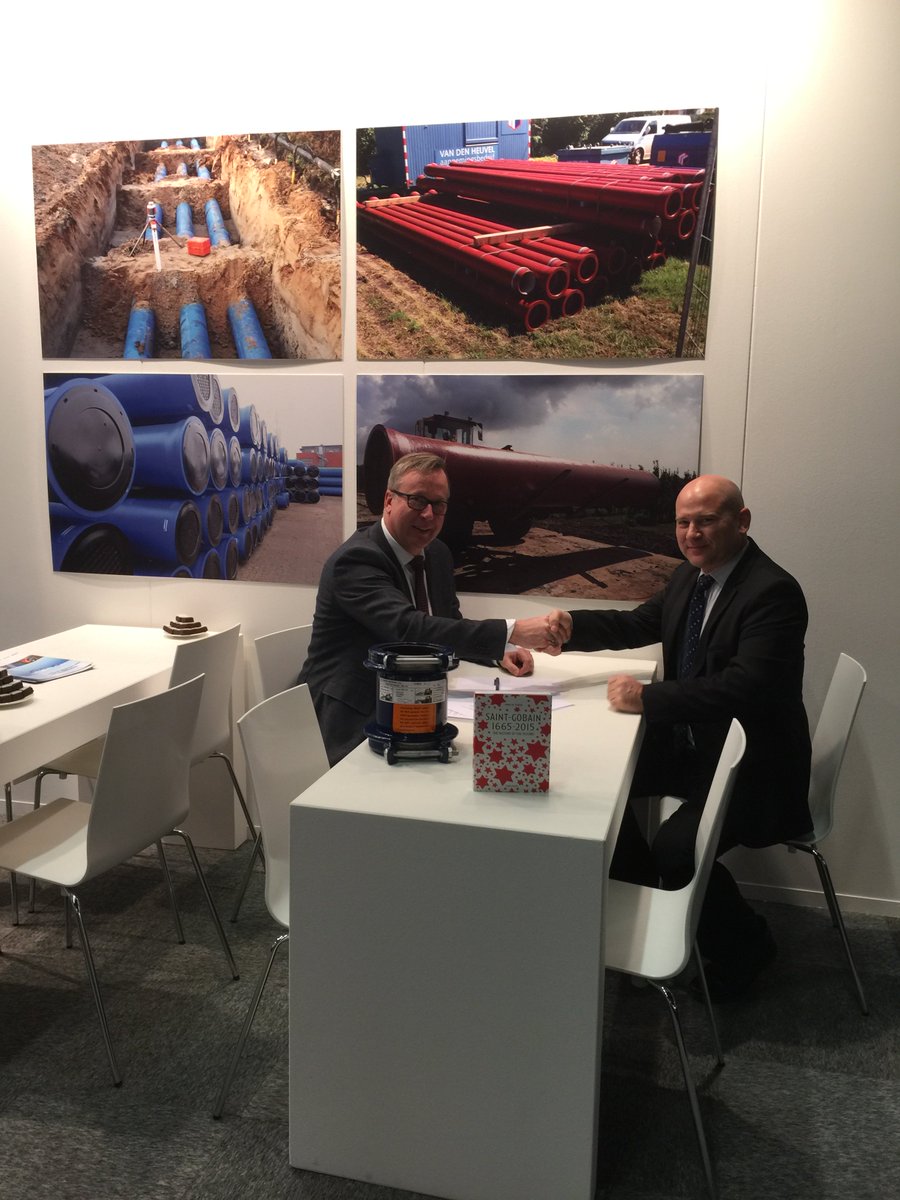 InfraTech's tweet photo. Saint-Gobain Pipe Systems &amp; Krausz Industries signed an agreement for couplings for pipe systems for water &amp; sewage applications #infratech https://t.co/k0yGiV5iZC