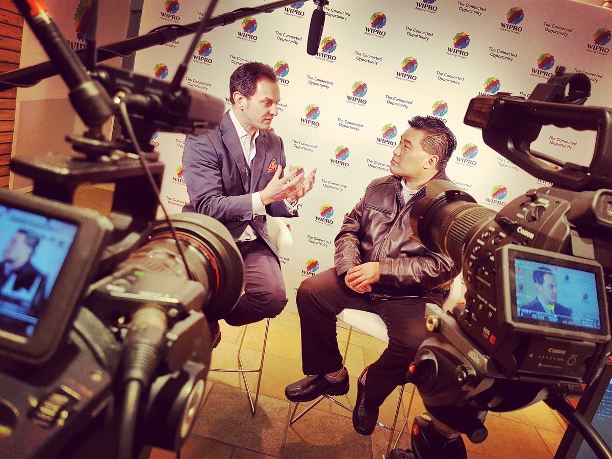 RossmacDP's tweet photo. Just filmed a very interesting interview with @KDerhalli and @rwang0. @Davos #firebirdfilms #film #studio #wipro https://t.co/oSspFe0SWN