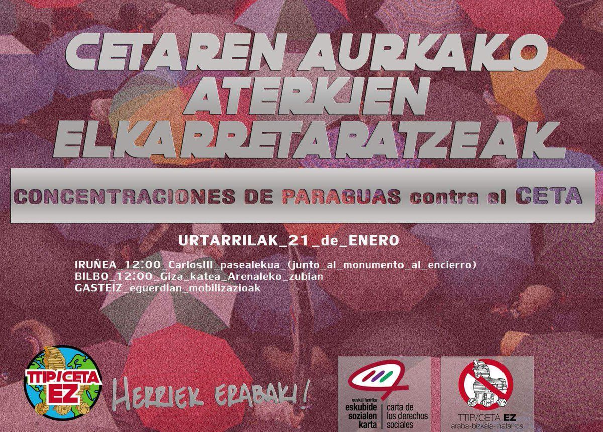 GreenpeaceEUS's tweet photo. Concentración contra #CETA
Movilizate!
#TTIPEZ #CETAEZ https://t.co/gNibPDOLn2