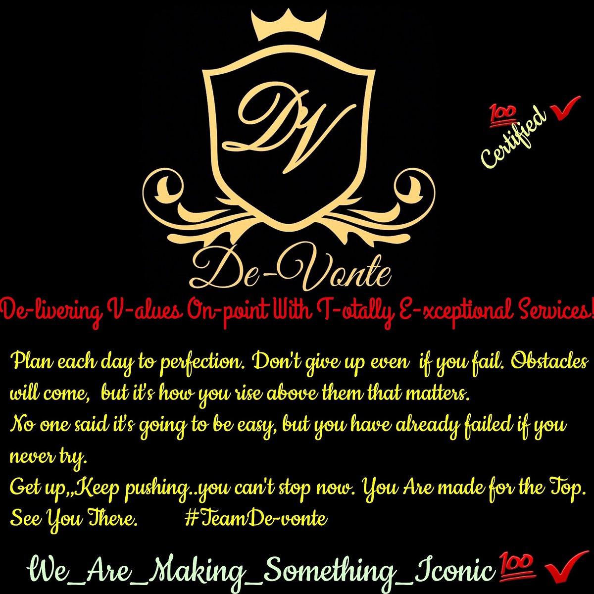 Devvonte's tweet image. Plan each day to perfection. Don't give up even  if you fail. Obstacles 
will come,  but it's how you rise above them that matters.
G'MORN