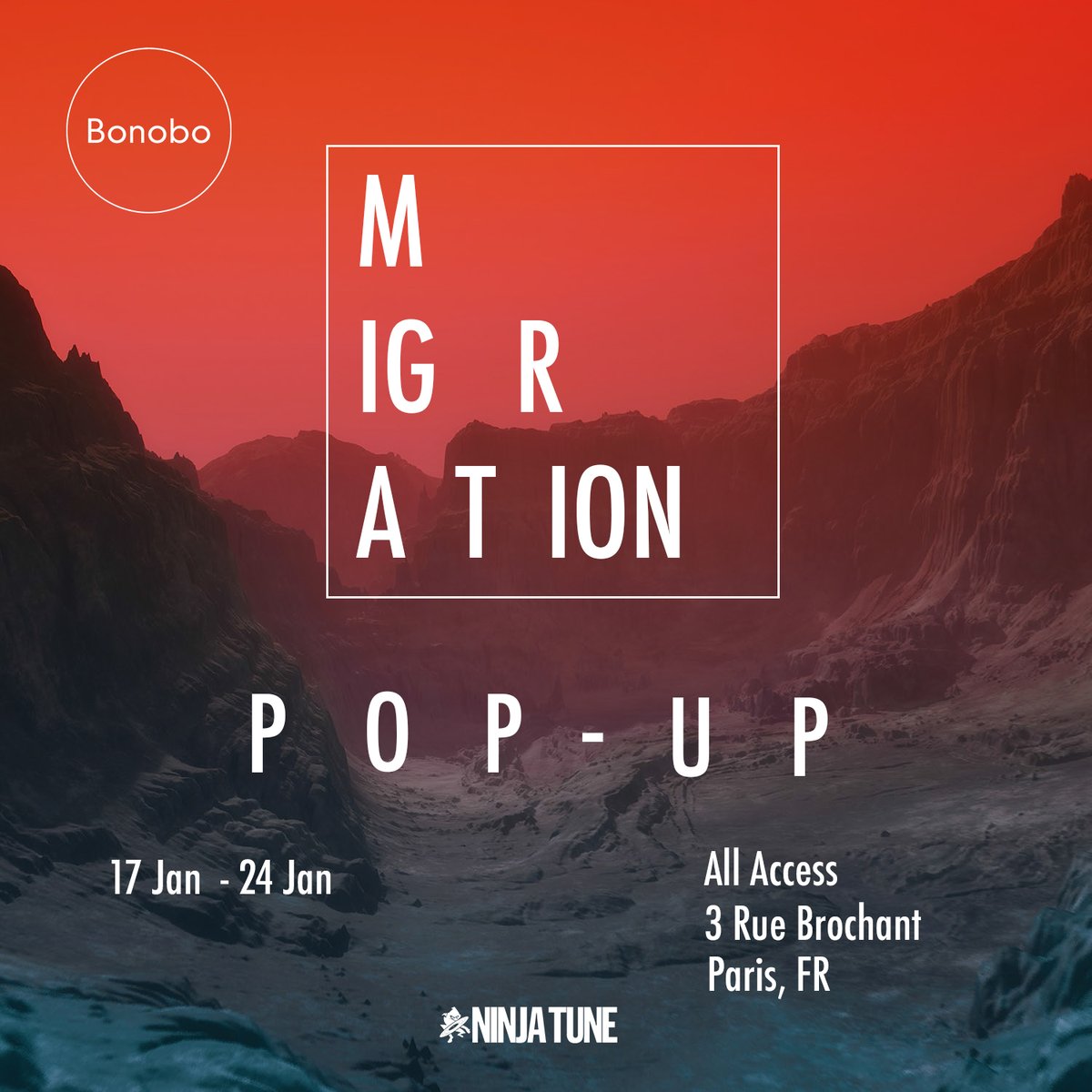 ninjatuneFR's tweet photo. On vous attend chez All Access jusqu'au 24/01 pour un pop-up store dédié au "Migration" de @si_bonobo !

Sinon 👉 https://t.co/27Xk6Qd75b https://t.co/T28vY9AUaj