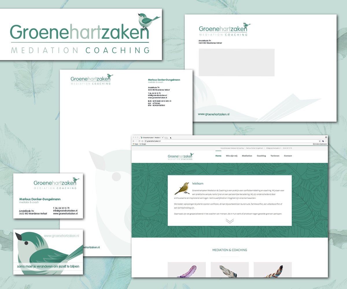 "Is it a bird?” Ja is het antwoord, het vogeltje van <a href="/groenehartzaken/">Groenehartzaken</a> Logo af, huisstijl in productie en website staat live! #leukeopdracht