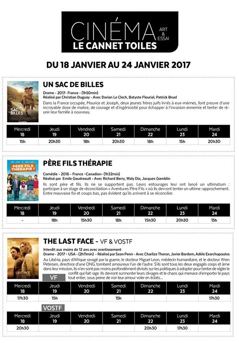 LeCannetVille's tweet photo. #CANNETTOILES Angle bd Sadi Carnot et rue V. Sardou #Prog du 18 au 24 janvier 2017 - Tél : 0493454386 #LeCannet #Ciné https://t.co/TlN7f3dncr