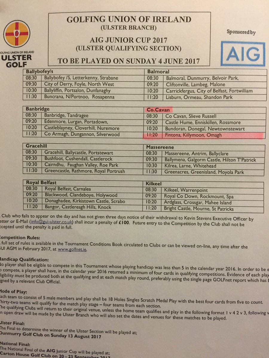 The Draw For The Junior Cup 2017