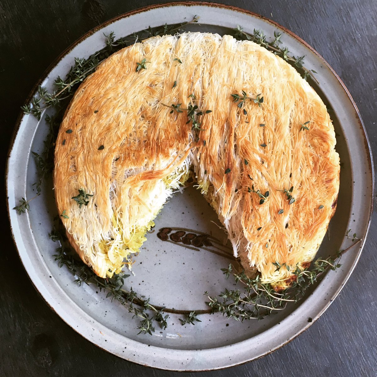 Today's harvest table winner:Fragrant Moroccan saffron Chicken pie with pinenuts-Loving experimenting with Kataifi pastry ❤️ #moroccanvibes