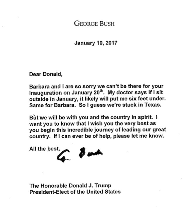 George H W Bush In Letter To Trump About My Doctor Says If I Sit