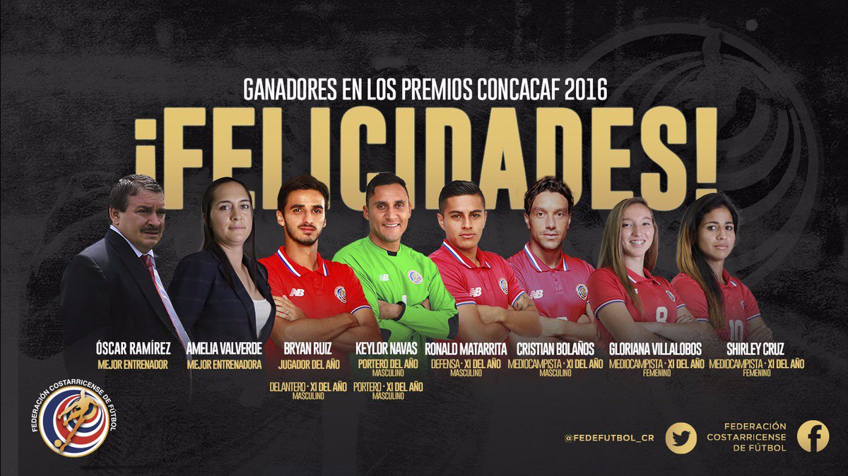 laselecrc_'s tweet photo. ¡Estamos orgullosos!
Felicidades a todos nuestros representantes galardonados en los #PremiosCONCACAF 2016. https://t.co/t2q2MoblKf