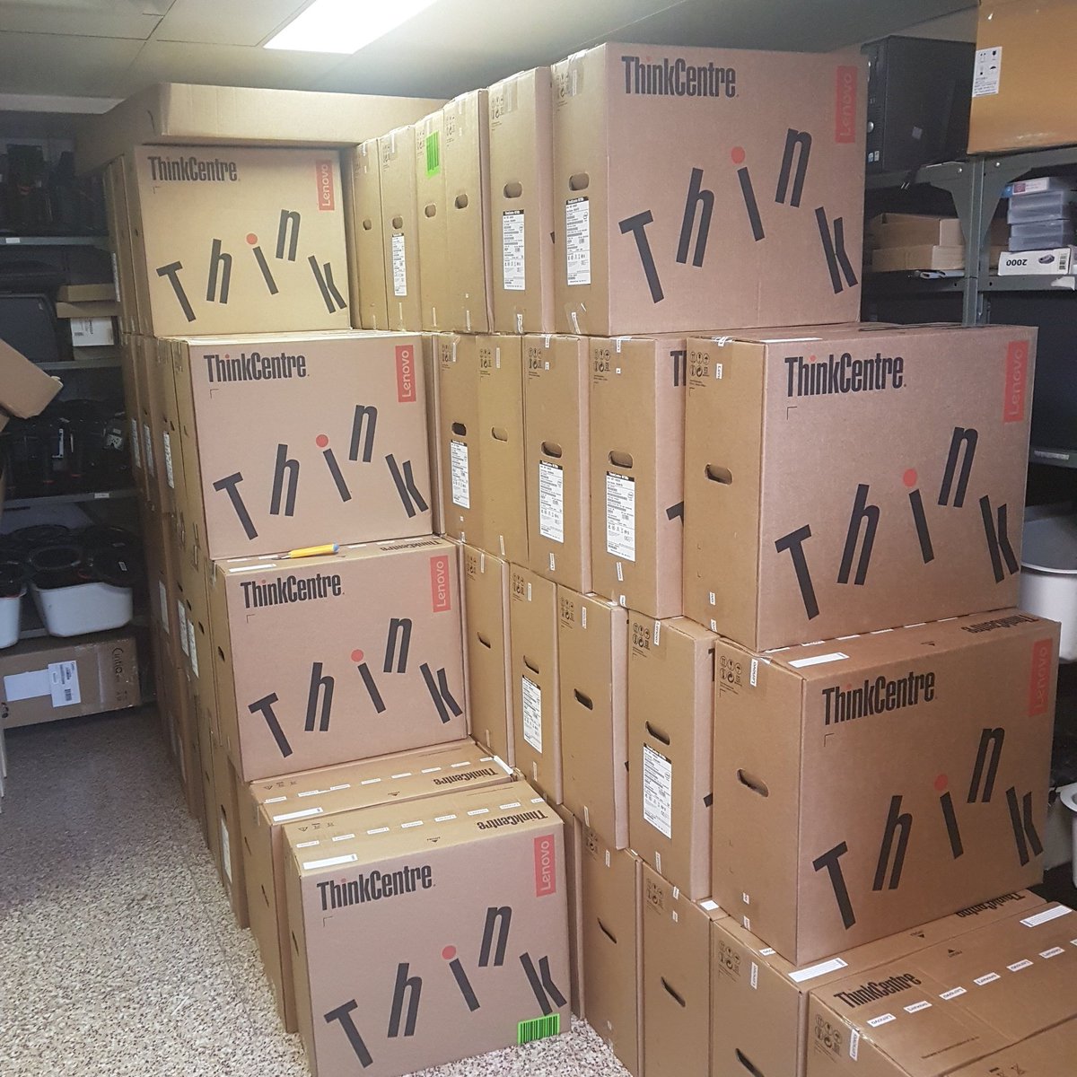 Pagey's tweet image. Making a dent in the pile #newcomputers #jobsecurity