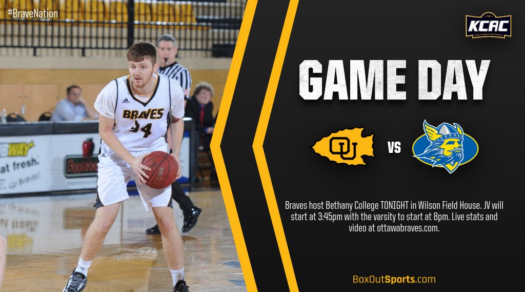 .<a href="/braveshoops/">Ottawa MBB</a> hosts <a href="/BethanySwedes/">Bethany Swedes</a> TONIGHT in WFH. JV plays at 3:45 with the varsity to start at 8pm #BraveNation