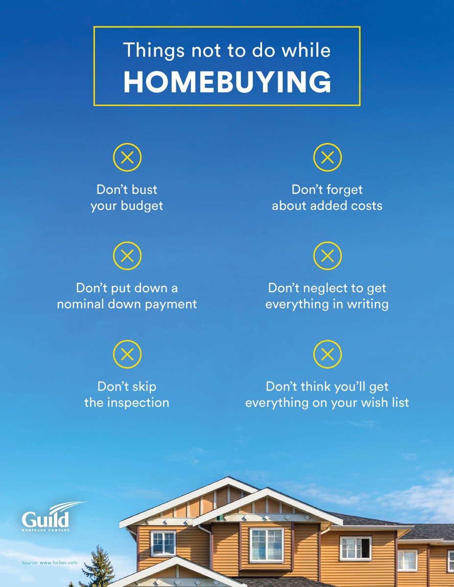 guildmortgageco's tweet photo. Planning on buying a home? Here are some things to avoid #GuildTips #HowTo https://t.co/pQthanF9SR