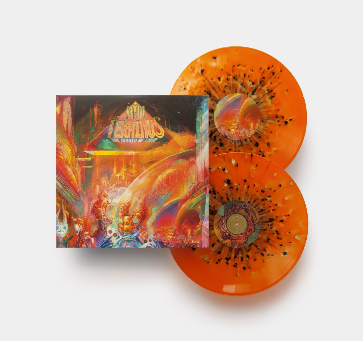 DanielYun3's tweet photo. #TheWrathOfCode by @DanTerminus pressed on orange/ultraclear swirl with black/green splatter #vinyl by @BlooodMusic. #synthwave #danterminus https://t.co/GYmHMtNHC3