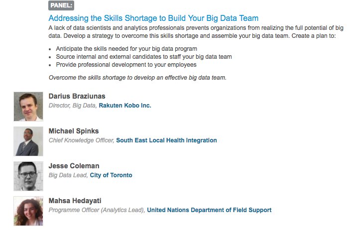 Exclsv panel: addressing skills shortage whn building #BIGDATA team ft <a href="/braziunas/">Darius Braziunas</a> @SouthEastLHIN <a href="/TorontoComms/">TorontoComms</a>   <a href="/UN/">United Nations</a> goo.gl/mIIuqg