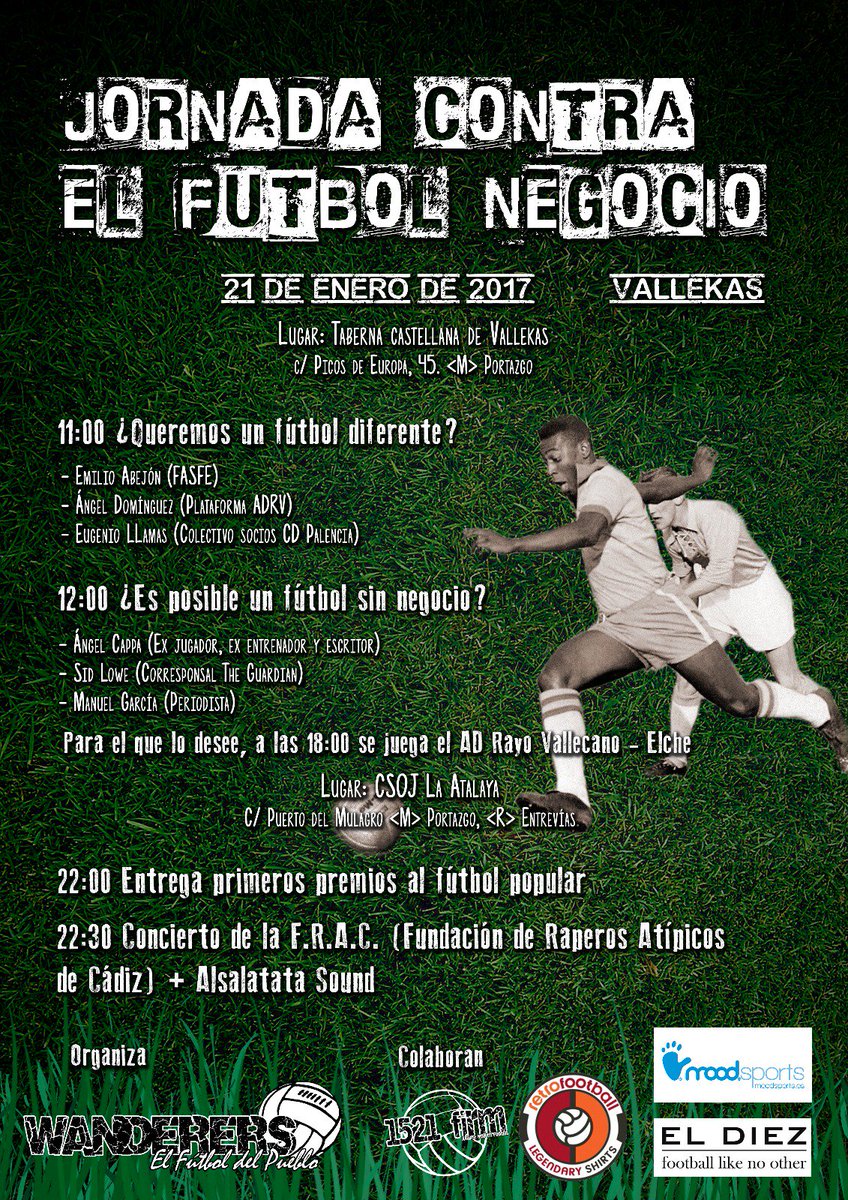SOCIOCDPALENCIA's tweet photo. El sábado estaremos en Vallecas hablando de nuestra situación en la  Jornada Contra el Fútbol Negocio organizada por @WanderersFut https://t.co/OUWPPokMtc