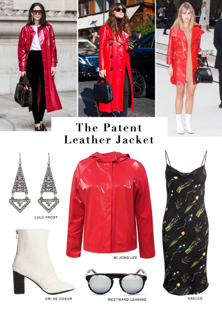 What to own now...a red patent leather jacket! ❤️❤️❤️ Shop now on <a href="/MAISONDEMODE/">MAISON-DE-MODE.COM</a> bit.ly/2jnVSJn