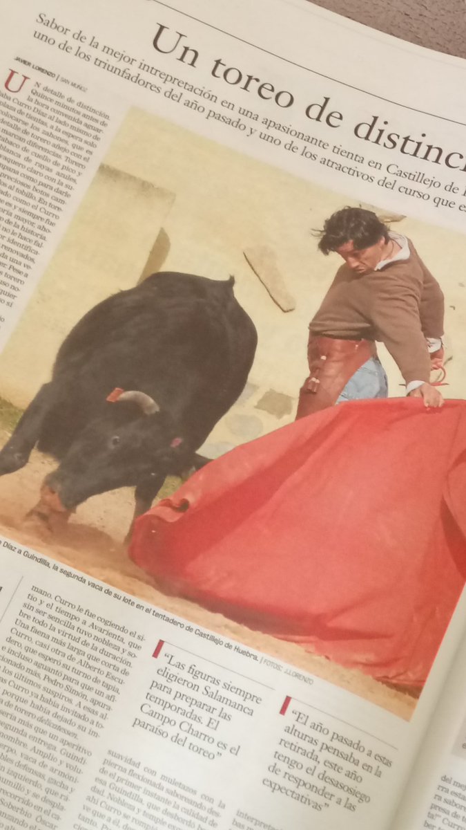 Bonito reportaje hoy en <a href="/LaGacetaSA/">La Gaceta de Salamanca</a> <a href="/JavierLorenzomv/">Javier Lorenzo</a>  de la tienta en nuestra casa con <a href="/CurroDiazOf/">Curro Díaz</a>. Los muletazos, y las fotos, de chapeau!