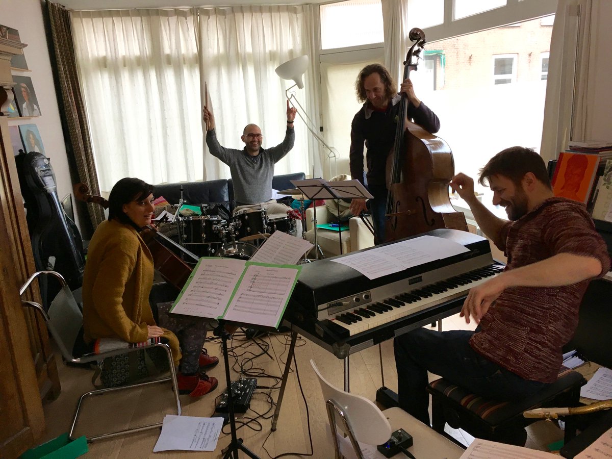 Adcolen's tweet photo. 1ste repetitie van  nieuwe groep "COLEN' met Dion Nijland, Yonga Sun, Mike Roelofs, Annie Tangberg en Ad Colen.
 "A birdseyeview on jazz" https://t.co/K0pomsohBb