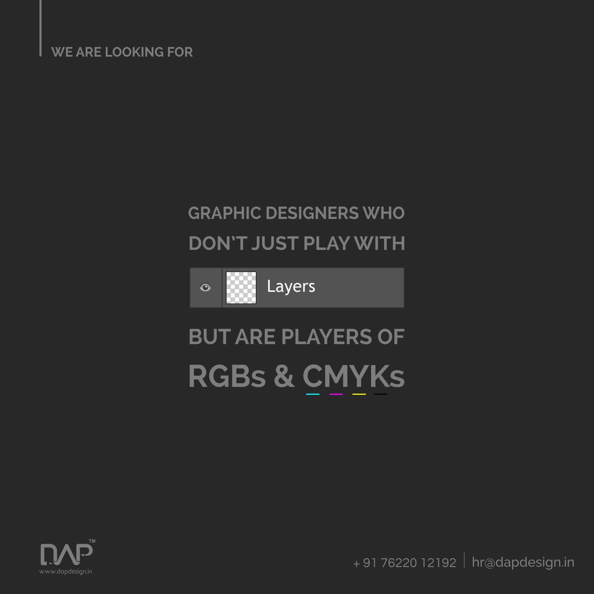 DAP_Ad_Agency's tweet photo. JOB OPENING!
We are looking for an artist who can talk and walk RGBs and CMYKs with flawless typography!
#GraphicDesigners #DapAdAgency #Job https://t.co/GVFEmk5QpI