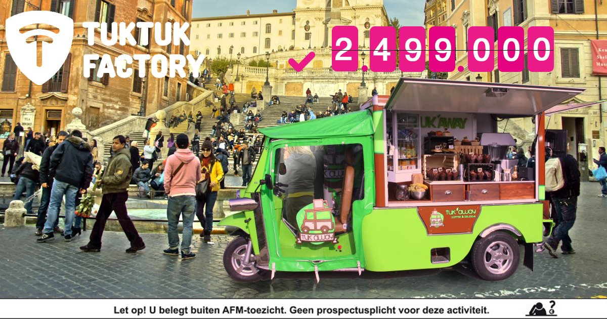 npex's tweet image. Het maximumbedrag van de 7% obligatielening @tuktukf is behaald: € 2.499.000 

Hiermee is deze emissie succesvol afgerond!