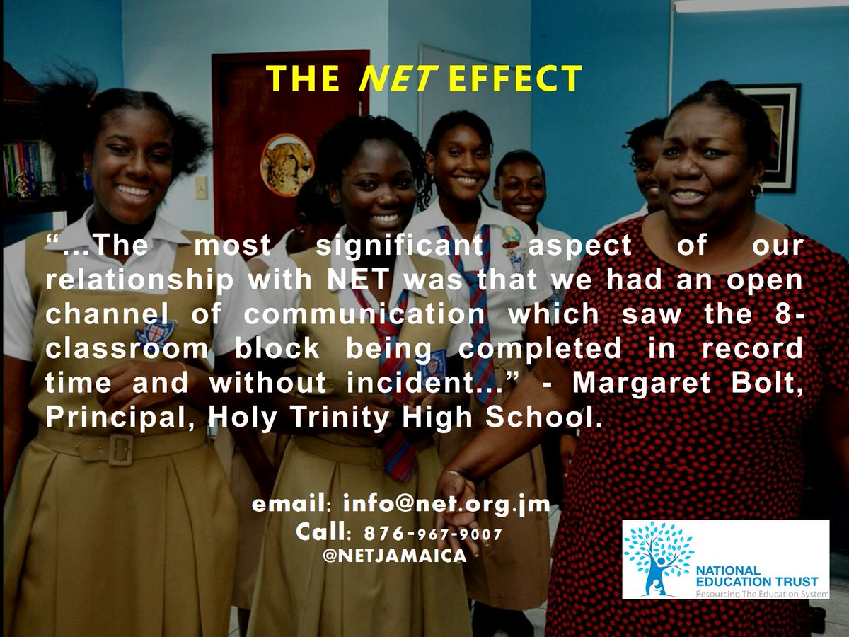 netjamaica's tweet photo. #TheNETeffect Here's a testimonial excerpt of our impact from one of our recently completed projects #education #Jamaica https://t.co/GStrUls0iO