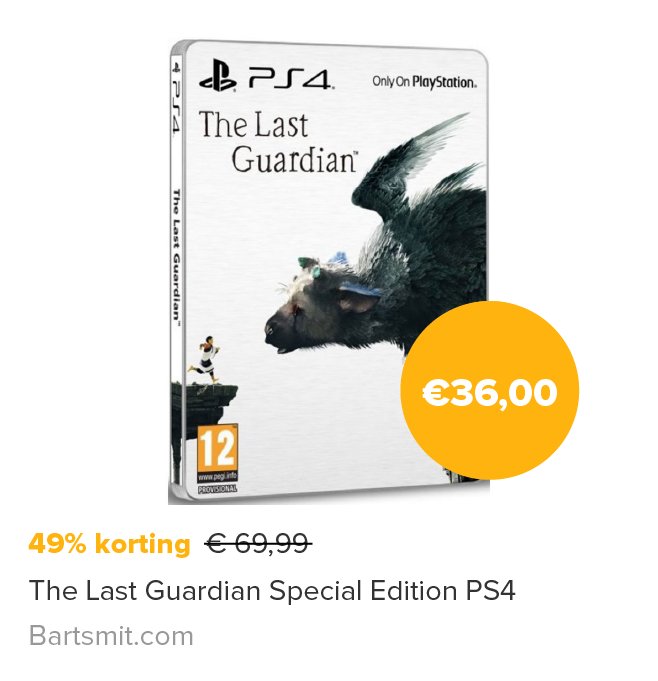 getyellowbag's tweet photo. Pricedrop bij @Bartsmitnl! Scoor The Last Guardian Special Edition voor de PS4 🎮nu met 49% #korting via: https://t.co/JnnD6NjdqN https://t.co/EqGrItJbfc