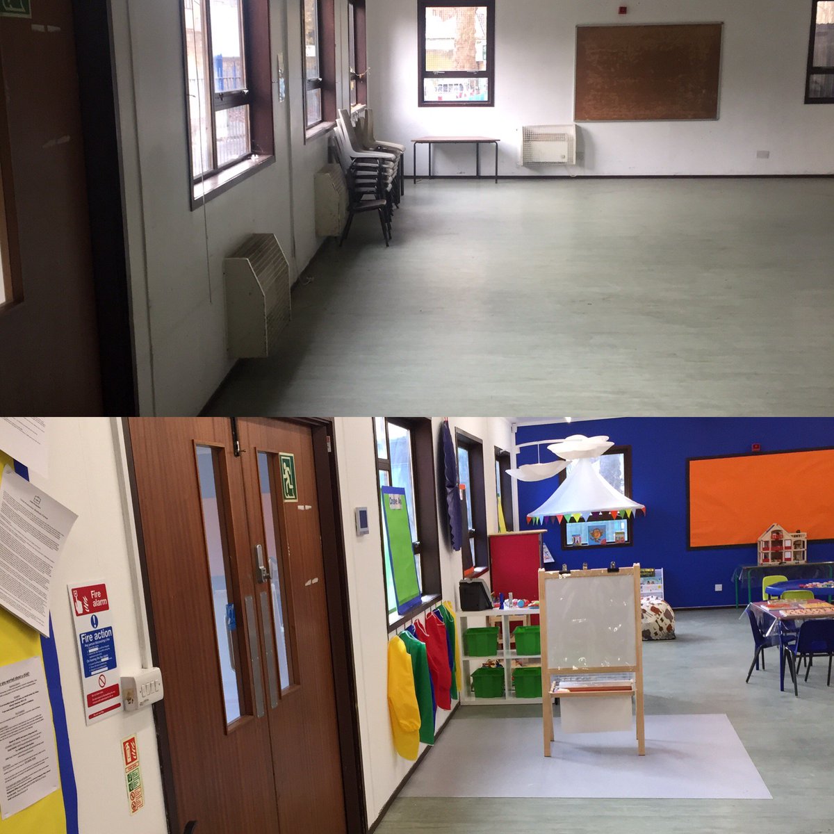 C4KFredericSt's tweet photo. We transformed Frederic Street Community Centre into a colourful and welcoming Nursery! Take a look at our before &amp; after pictures! #WOW https://t.co/iRpTYPZ4SB