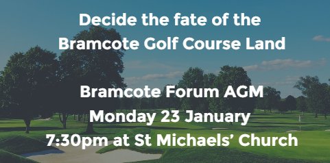 MissNottm's tweet photo. Decide the fate of the Bramcote Golf Course Land at Bramcote AGM. Register to make your vote count https://t.co/hon2eLiVln @BramcoteToday https://t.co/kuJC4432Ul
