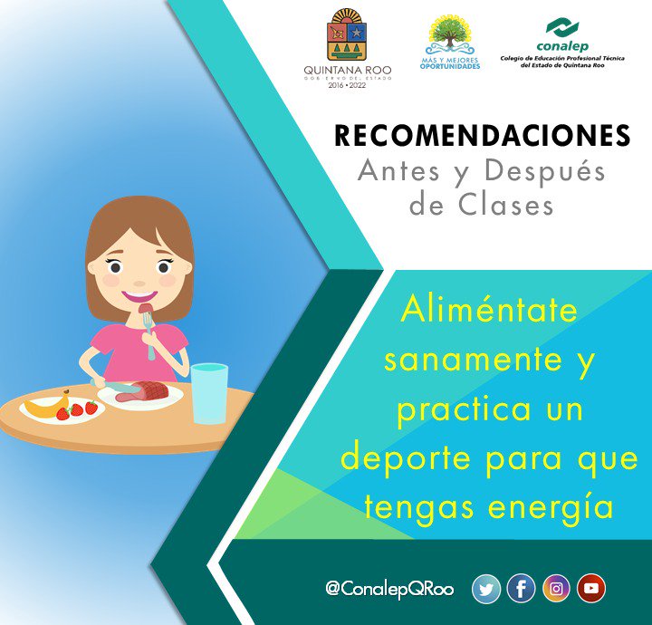 ConalepQRoo's tweet photo. Recomendaciones antes y después de clases !Bonito día! https://t.co/V53utiZczR