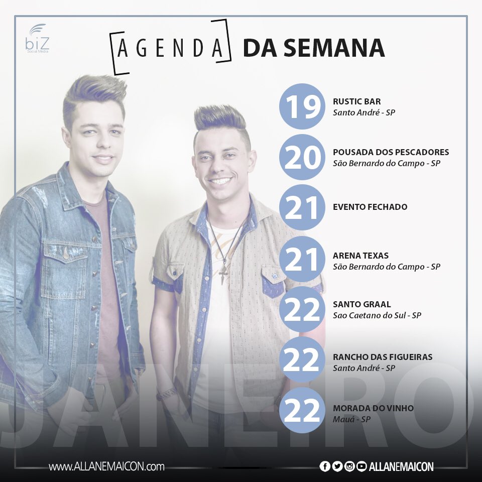 AllaneMaicon's tweet photo. Saiu nossa #AgendaDaSemana só escolher e curtir com a gente https://t.co/SX808xbrOD
