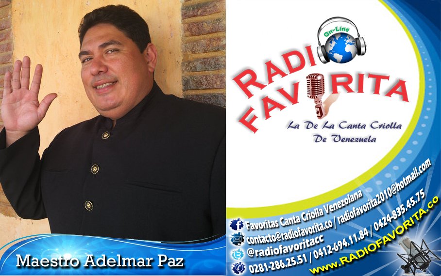 radiofavoritacc's tweet photo. Maestro @ADELMARPAZ. Escuche Sus Canciones en RADIO FAVORITA "La de la Canta Criolla de Venezuela". Página Oficial: https://t.co/jJIoWTj0z5 https://t.co/O6cjHDkoFC