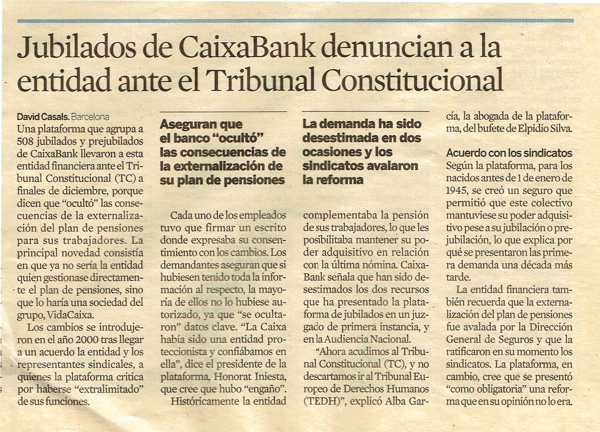 PlataformaRPP's tweet photo. Diario @expansion trató ayer el angaño de #CaixaBank a sus empleados #PlataformaRPP @infoCaixa https://t.co/8u838MzxbN