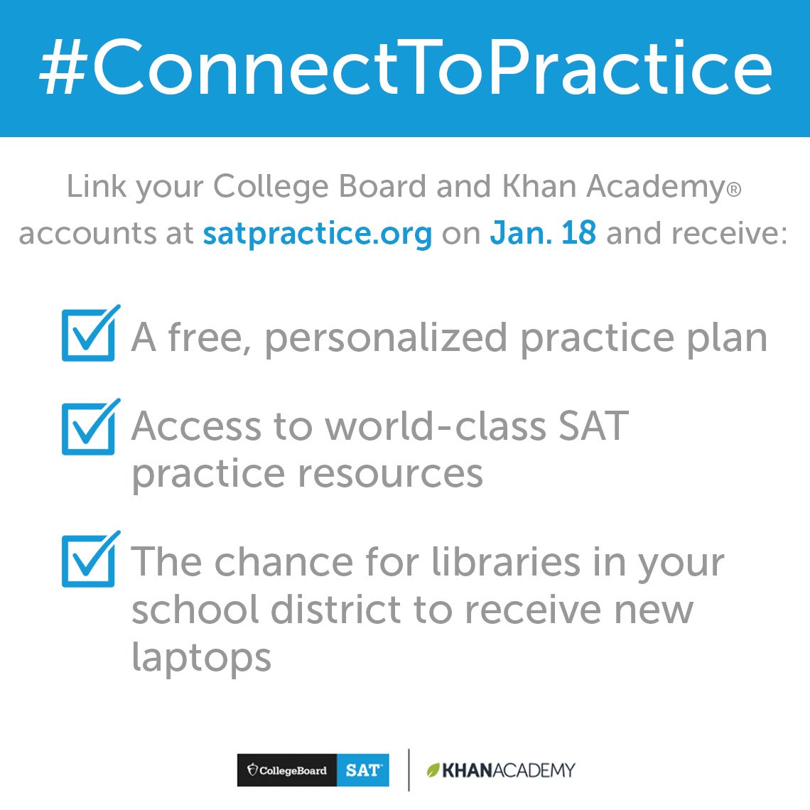 grandprairieisd's tweet photo. Join the #SATPractice challenge TODAY by linking your @CollegeBoard + @khanacademy accts at https://t.co/MdegTCdMoj. #ConnectToPractice https://t.co/kcyEbXmUu6