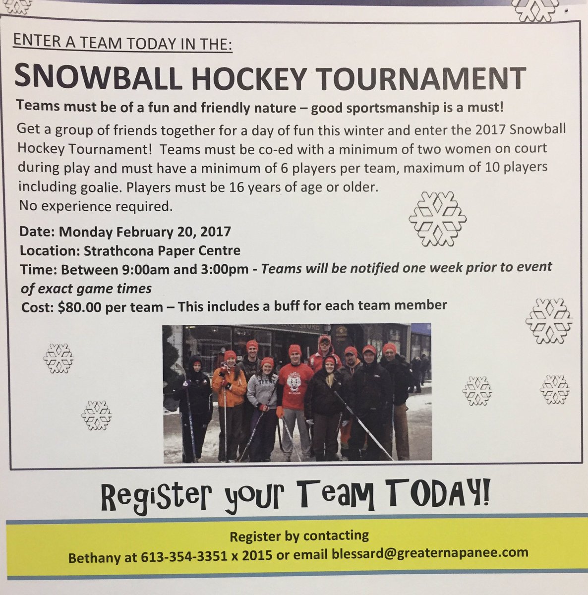 Greater_Napanee's tweet photo. Have you registered your team yet? Don't miss out! Our yearly Ball Hockey Tournament is back again! https://t.co/Rg4IqQ1ZXb