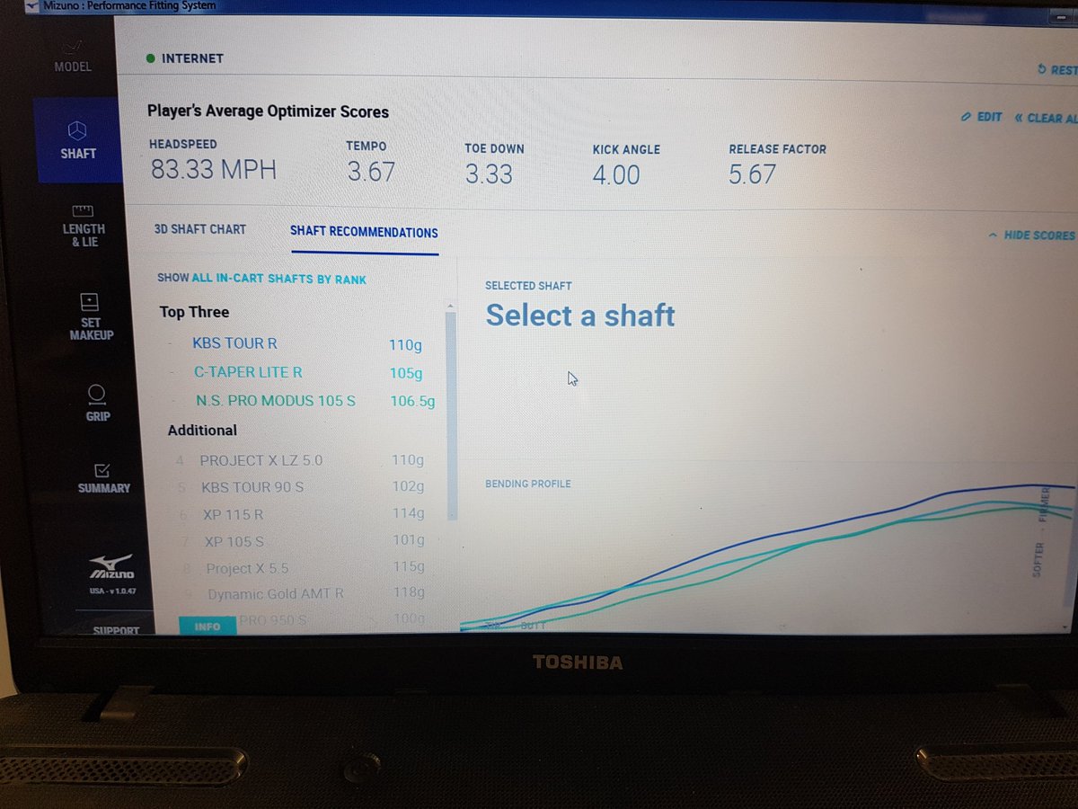 mizuno shaft optimizer chart