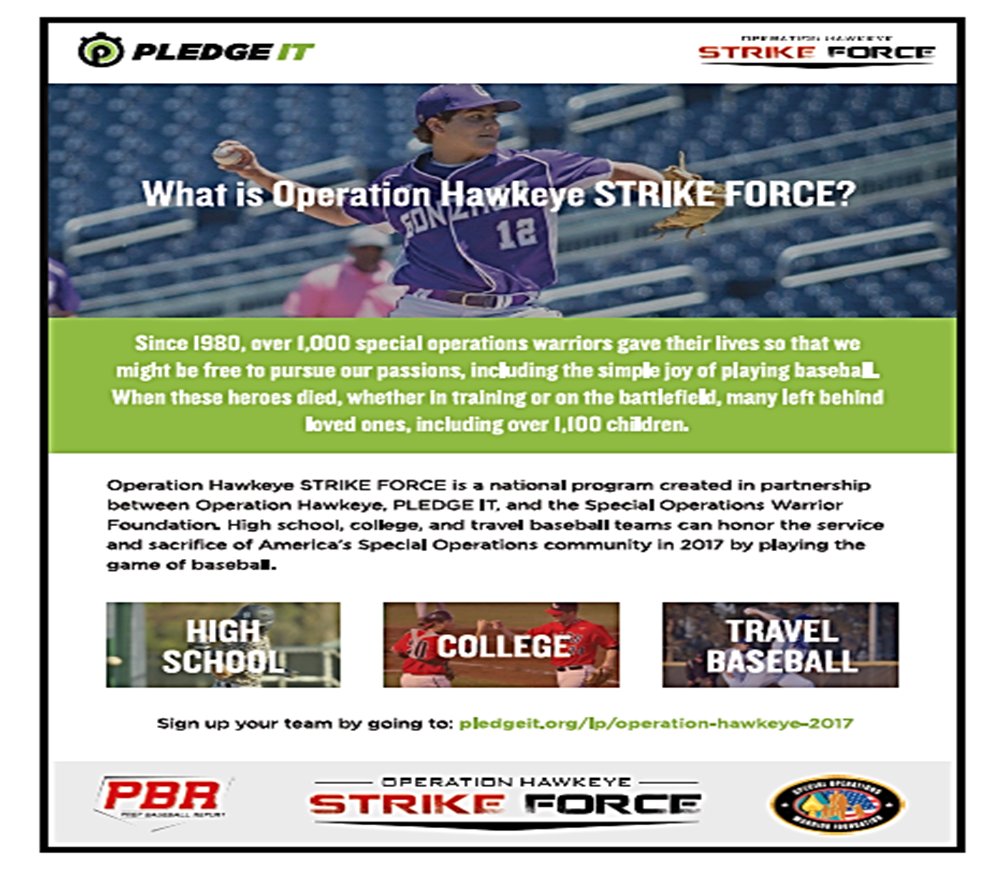 op_hawkeye's tweet photo. .@op_hawkeye #STRIKEFORCE seeks ⚾️ teams 4 mission honoring SpecialOps heroes like Minnesota #NavySEAL #JohnFaas &amp; supporting @SOFWarriorFnd https://t.co/AOZ7u0ESbm
