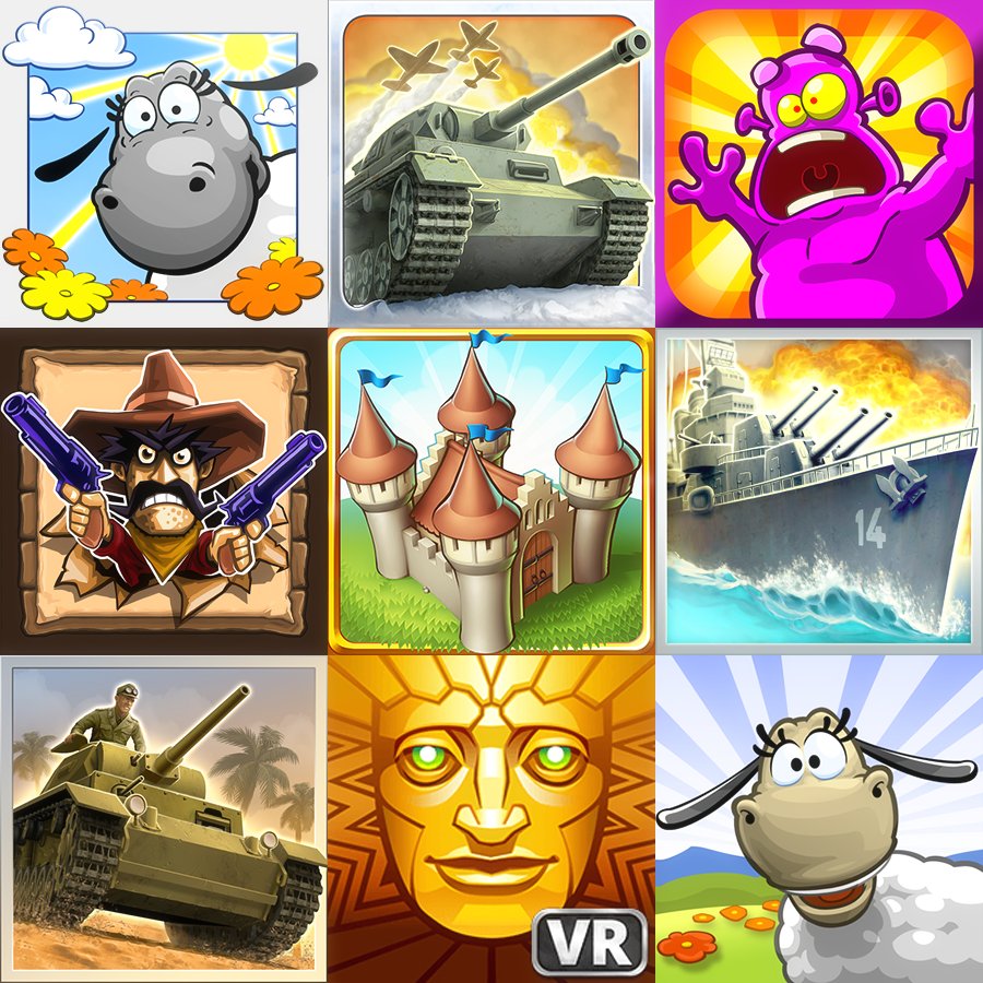 handy_games's tweet photo. These are our shining #TopNine2016! :)
What was your favorite game of HandyGames in 2016?
#CloudsAndSheep #1941FF #Townsmen #GnG https://t.co/JfsBDCY2ll