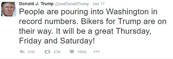 bennel62's tweet photo. Up to 200,000 people #expected to #pourinto #Washington for #WomensMarch #Trump #excited #TrumpInaugural https://t.co/TS3WnrjjAz https://t.co/cmGG3zxJtg