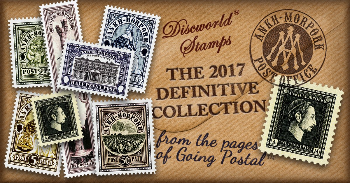 Discworldshoppe's tweet photo. Collect the definitive Discworld stamps from Terry Pratchett's Going Postal! #literarymerch #AnkhMorpork #Discworld https://t.co/IeEfKgstlt https://t.co/SxpGoUqK6O